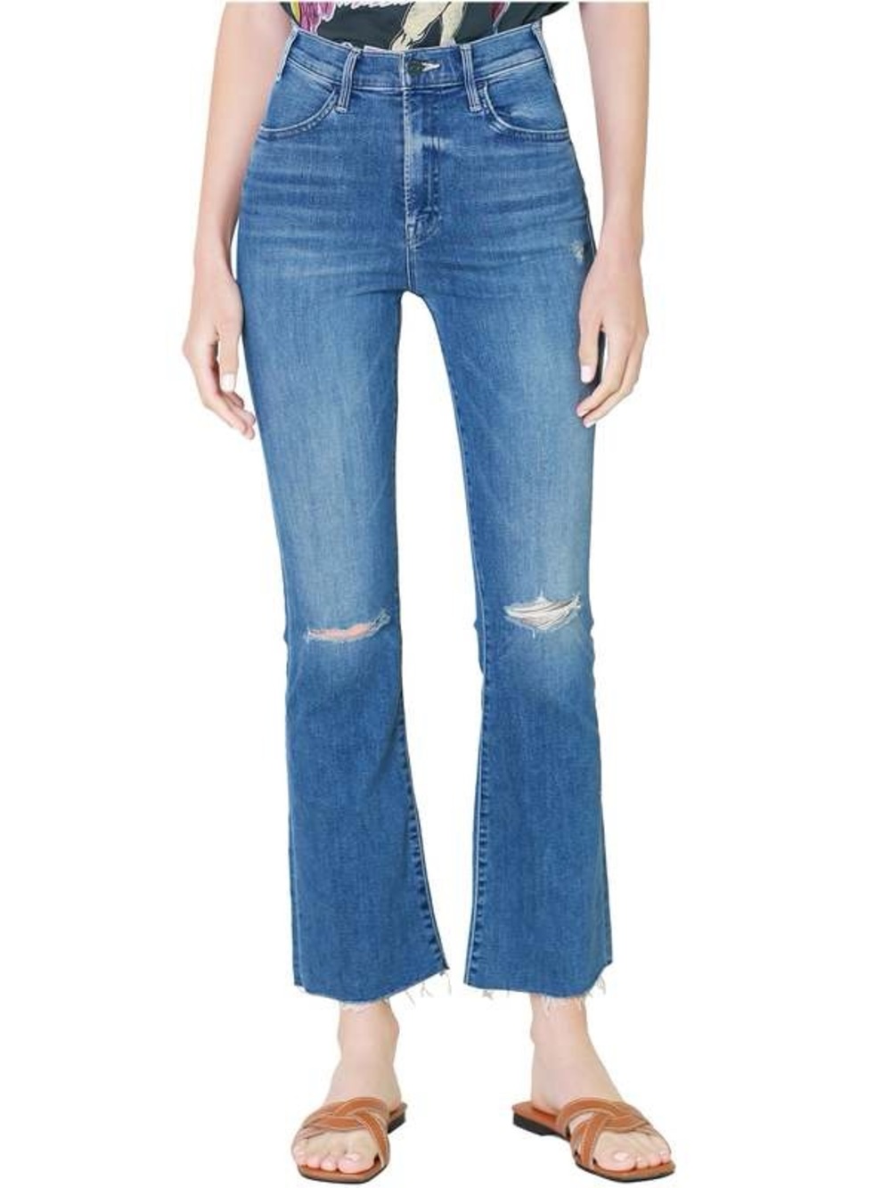 NWOT Mother Anthropologie The Hustler Ankle Fray Jeans Can’t Stop Staring Sz 27